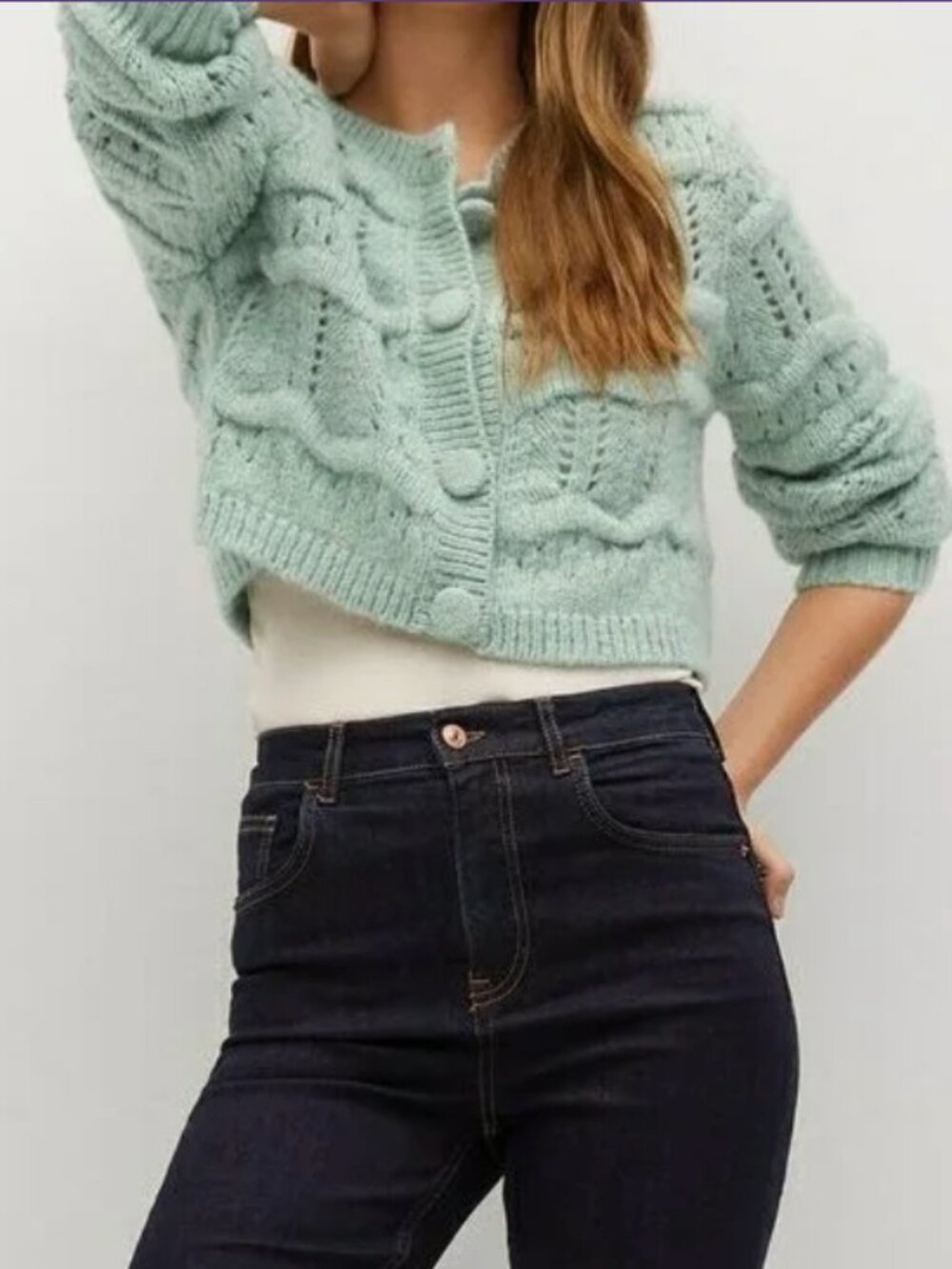 Mango Beautiful Mint Wool Blend Cropped Cardigan - Picture 5 of 12